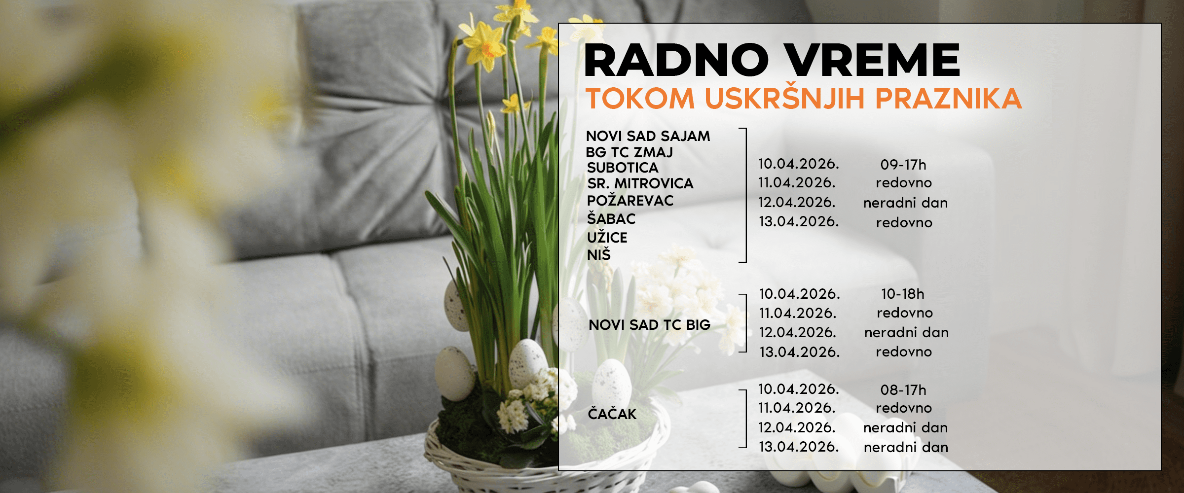 Izmenjeno radno vreme tokom uskršnjih praznika