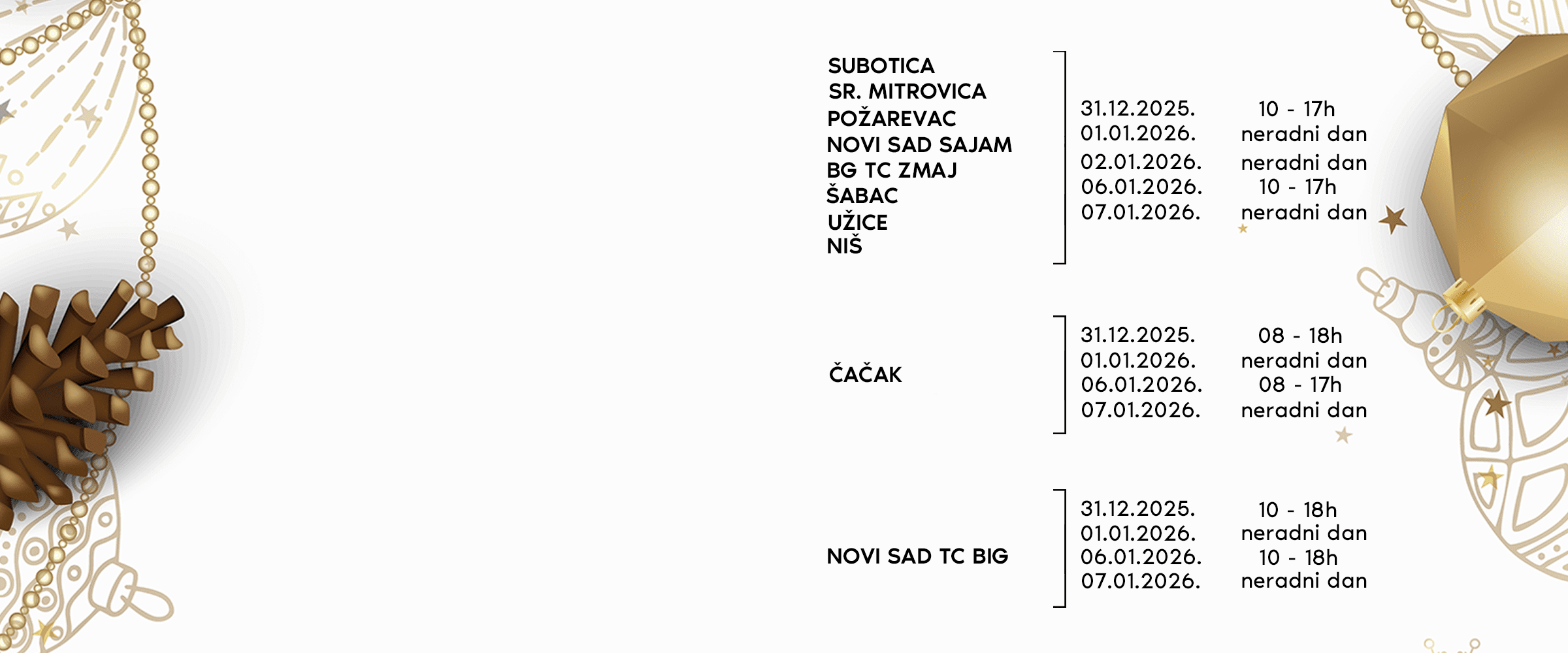 Radno vreme tokom praznika!